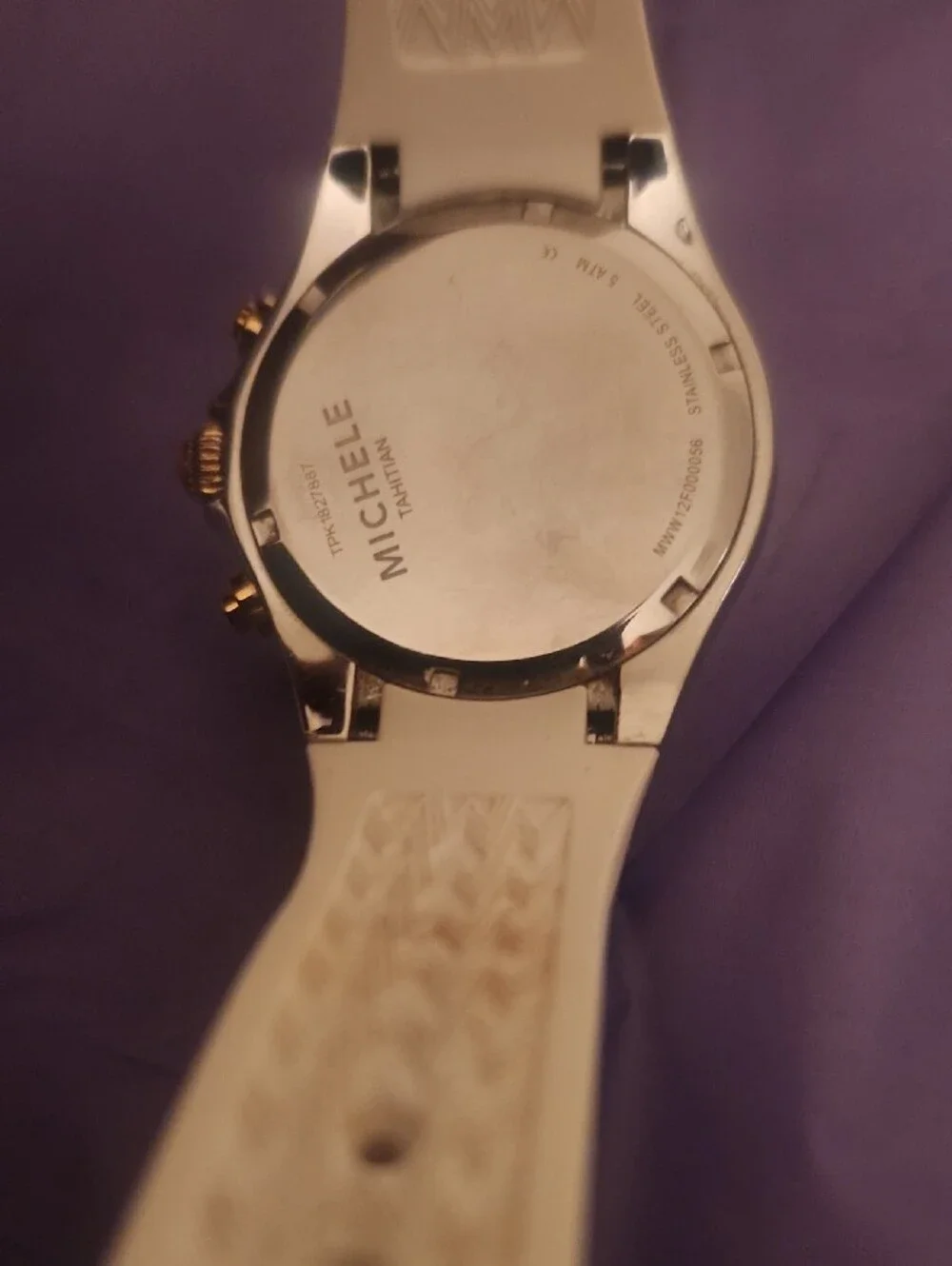 Gold and White Men’s Chronograph Watch -Michelle Tahitian